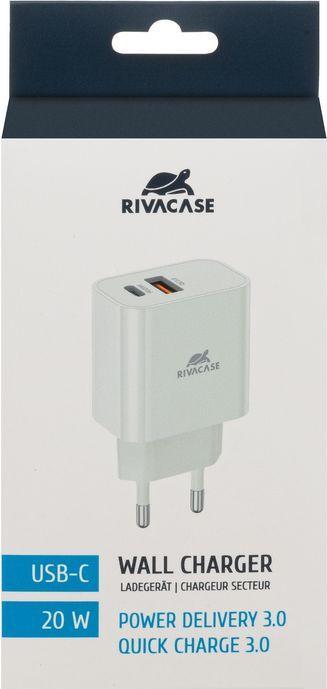 Produktbild Rivacase MOBILE CHARGER WALL/WHITE PS4102 W00 (20 W, 2 Ports)
