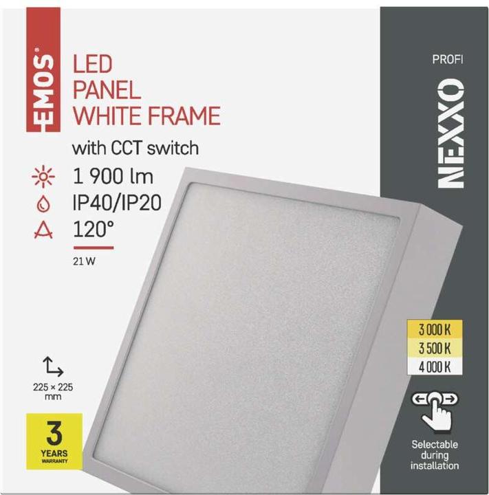 Actual product image Emos Surface-mounted LED light NEXXO, square, white, 21W, with Change CCT (1900 lm)