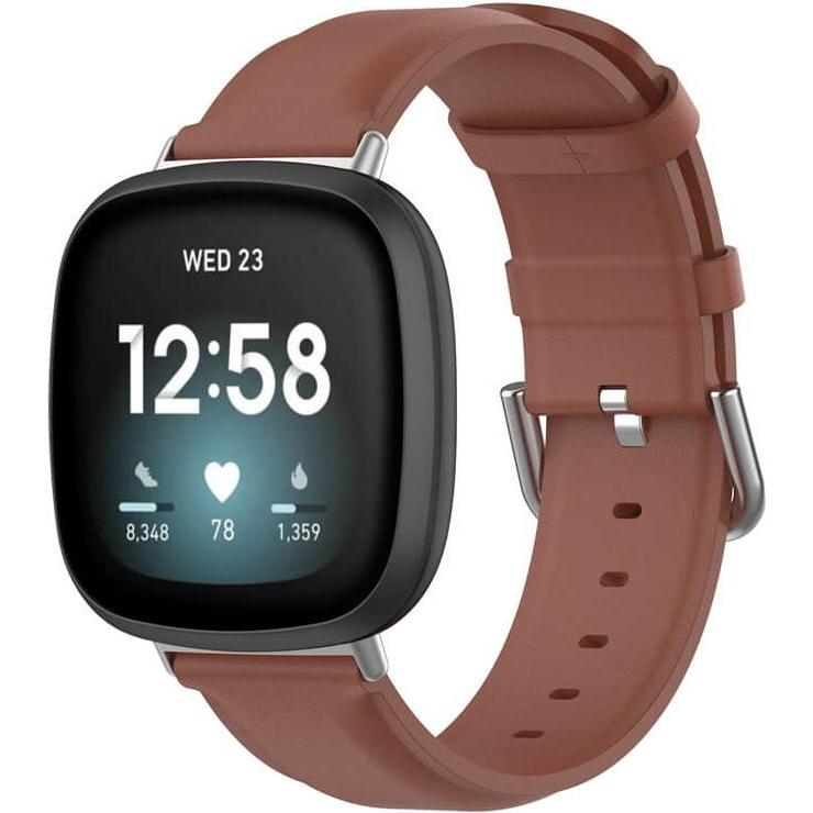 Cover-Discount Fitbit Versa / Sense - Lederarmband braun (Kunstleder, Versa 3, Sense), Uhrenarmband, Braun