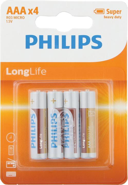 Immagine prodotto Philips R3 AAA - Batteria di lunga durata (4 pz., AAA / LR03 / Micro / R03 / AM4 / MN2400 / KR03)