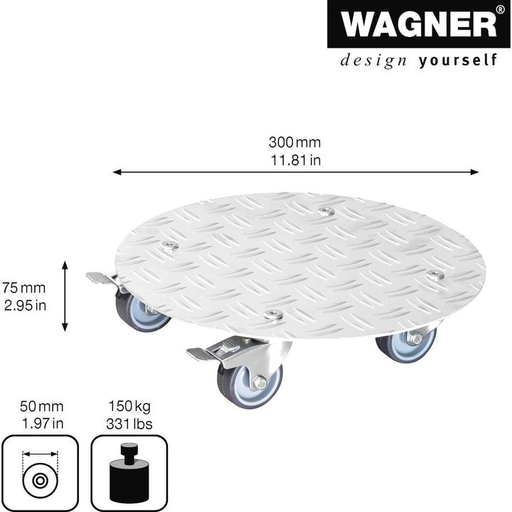 Image du produit Wagner System Chariot d'installation, aluminium, charge max. 150 kg, Ø 300 mm.