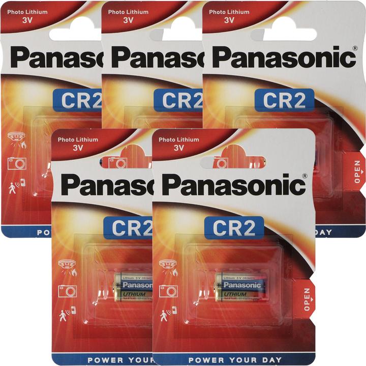 Panasonic Batterie CR2 Lithium Batterie CR2EP, CR-2 Batterie 5er Pack (5 Stk., CR2, 850 mAh)