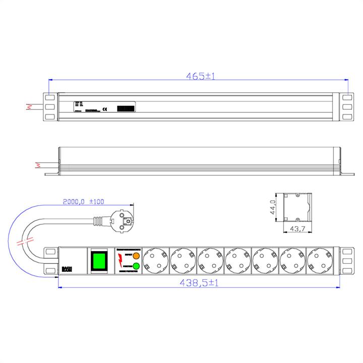 Produktbild Bachmann Verlängerungsschnur (Rack (7x, CEE 7/3, Typ 13, 2 m)