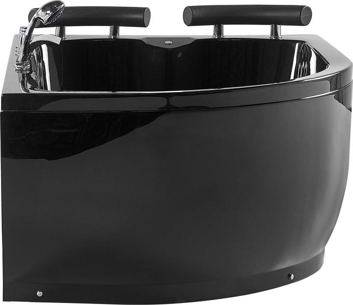 Produktbild Beliani Whirlpool Badewanne schwarz Eckmodell mit LED links 160 x 113 cm PARADISO (427 l, 155 cm, 110 cm)
