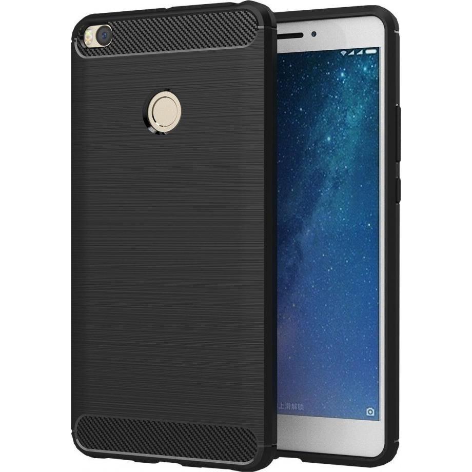 Screenguard Xiaomi Mi Max 2 Hülle Carbon Brushed Soft TPU (Xiaomi Mi Max 2), Smartphone Hülle, Schwarz