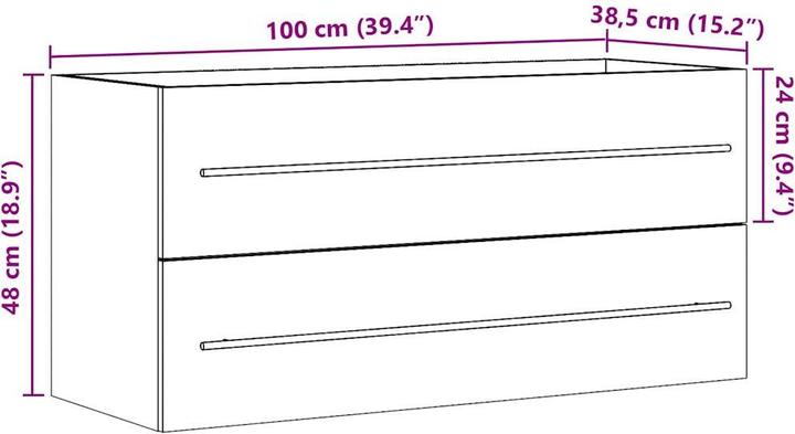 Produktbild vidaXL Waschbeckenschrank (100 x 38.50 x 48 cm)
