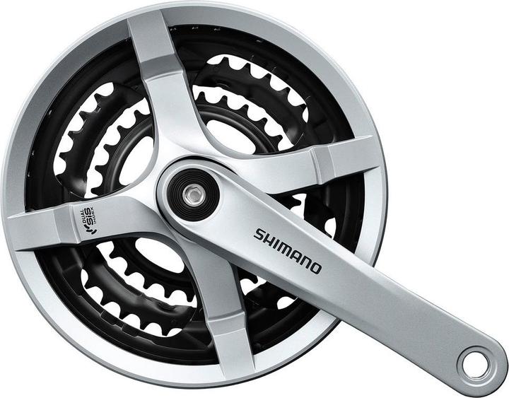Actual product image Shimano FC-TY501 crankset 6/7/8-speed 48-38-28 T. with chain guard ring (175 mm)