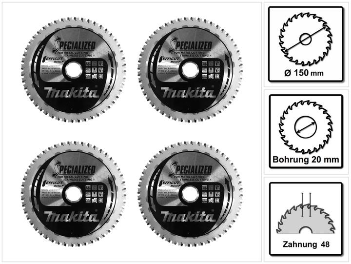 Produktbild Makita MCCS15048E SPECIALIZED EFFICUT Sägeblatt 150 x 20 x 1,1 mm 4 Stk. ( 4x B-69331 ) 48 Zähne für