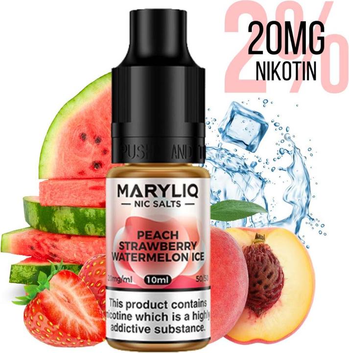 Image du produit Lost Mary Maryliq, Peach Strawberry Watermelon ICE 20mg (Pastèque, Pêche, Fraise)