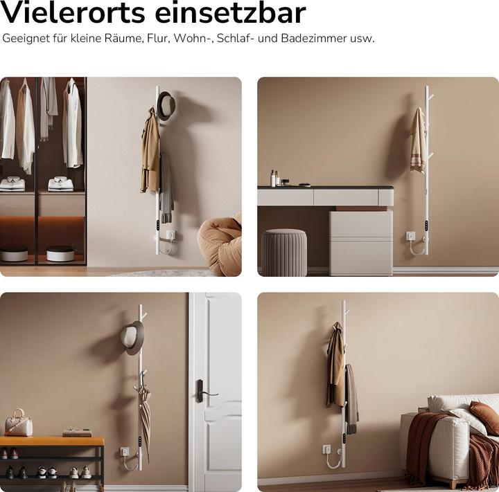 Produktbild Emke Elektrischer Handtuchheizkörper, 110W, LED-Display, Intelligentes Thermostat, WiFi/APP-Steuerung, Ti