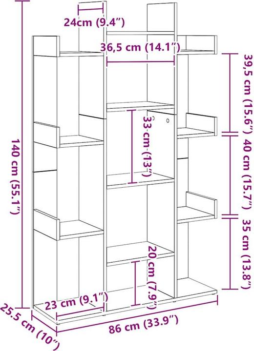 Actual product image vidaXL Bücherregal (86 x 25.50 x 140 cm)