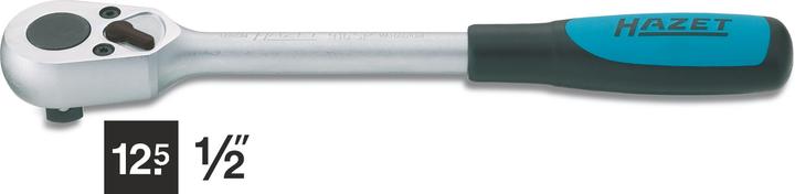 Immagine prodotto HAZET Leva a cricchetto reversibile 916SP ∙ Attacco quadro, massiccio, 12,5 mm (1/2 di pollice) (1/2")