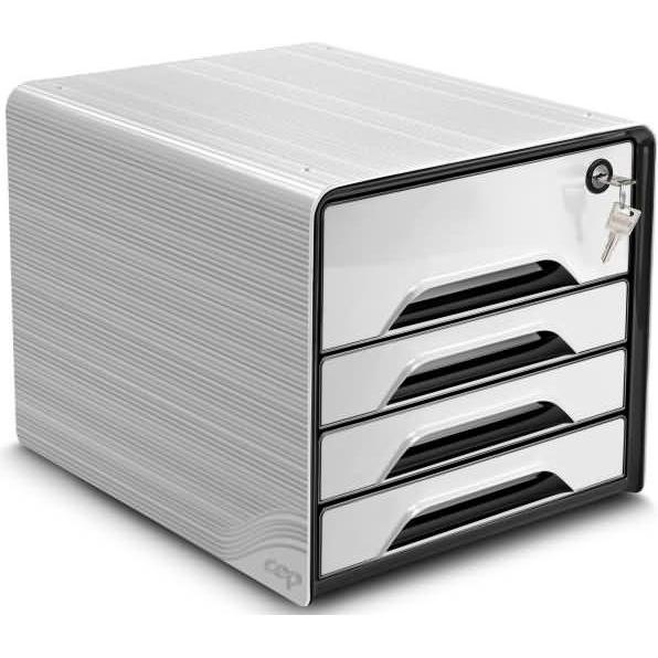 Cep, Dokumentenablage, Schubladenbox Smoove Secure 4 Schubladen 7-311S abschliessbar weiss/schwarz