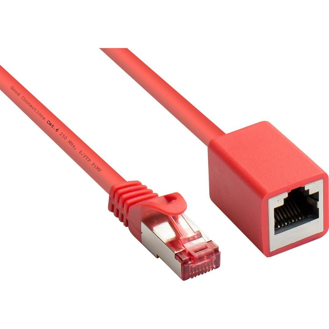 Good Connections RNS Patchkabelverlängerung mit Rastnasenschutz, Cat. 6, S/FTP, PiMF, PVC, 250MHz, OFC, CU, rot, 2m (S/F...