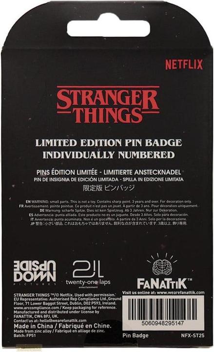 Actual product image Fanattik Stranger Things Ansteck-Pin Hellfire Lives Limited Edition