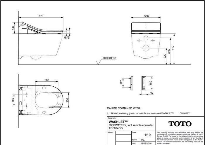 Image du produit TOTO RX Washlet WC douche ewater+ pour RP WC suspendu CW542EY blanc