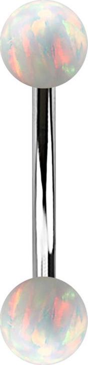 Immagine prodotto Star Piercing Banana d'argento con due sfere di opale bianco (senza ottone, Acciaio chirurgico 316L)