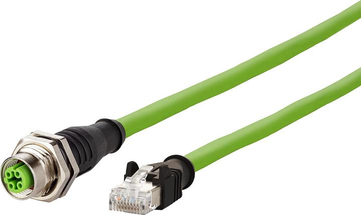 Actual product image Metz Connect connection cable M12, D-coded, 0.3 m, AWG 26/19, Cat.5, M12 socket straight - RJ45 plug (S/UTP, CAT5e, 0.30 m)