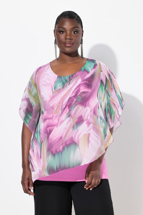 Produktbild Ulla Popken Chiffonbluse, doppellagig, Oversized, Rundhals, Halbarm (46, 48)