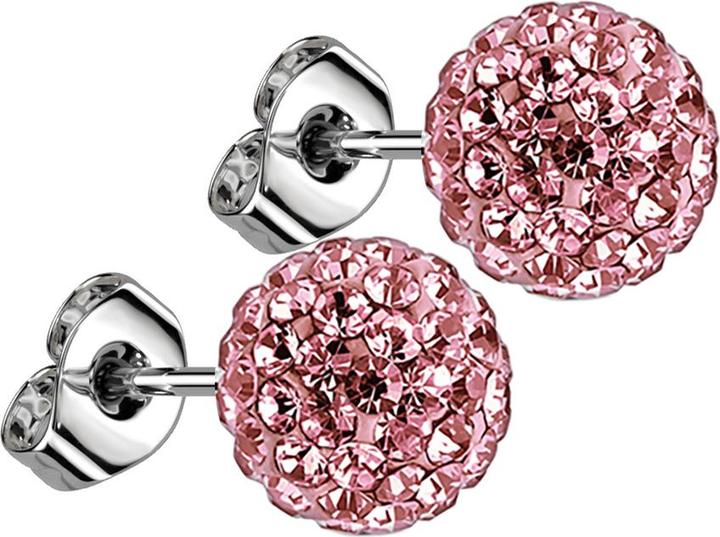 Produktbild Star Piercing Ohrstecker mit Kristallkugel pink (ohne Messing, Chirurgenstahl 316L)