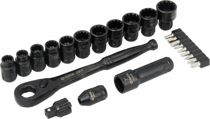 Productafbeelding SATA Durchgangs-Steckschlüsselsatz, X6, 24-tlg. (10 mm, 11 mm, 12 mm, 13 mm, 14 mm, 15 mm, 16 mm, 17 mm, 18 mm, 19 mm, 8 mm)