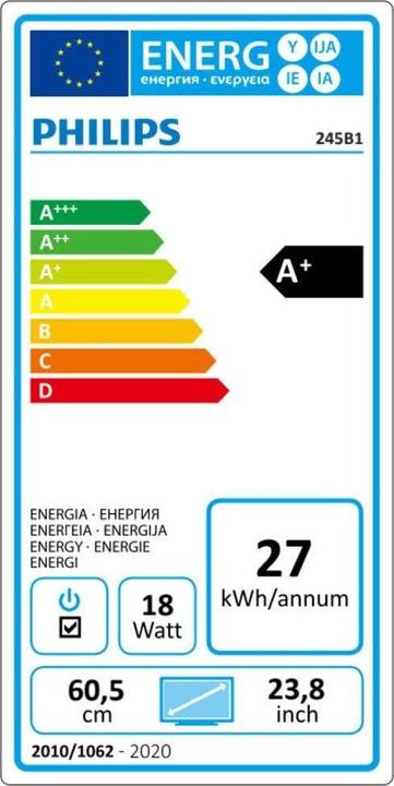 Label énergétique Philips 245B1/00 (2560 x 1440 pixels, 24")
