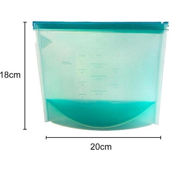 Thumbnail - JTI Wiederverwendbarer Silikon-Druckverschlussbeutel mit Messung - Blau, Lebensmittelverpackung, Blau
