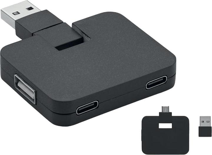 MidOcean USB Hub Quadratisch (USB-A, USB-C, 4 Ports)