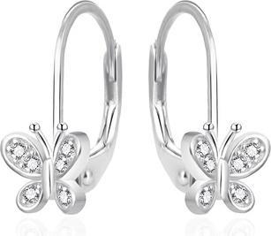 Agato Silver Girl's Earrings Butterfly With Zircons Agt-Ed016lw