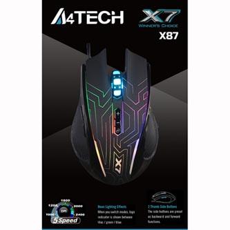 Actual product image A4Tech X87 Mouse Ambidextrous USB Type-A Optical 2400 DPI (Cable)