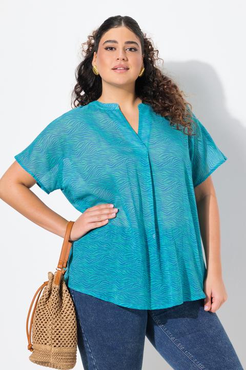 Produktbild Ulla Popken Bluse, Zebramuster, A-Linie, V-Ausschnitt, Halbarm (62)