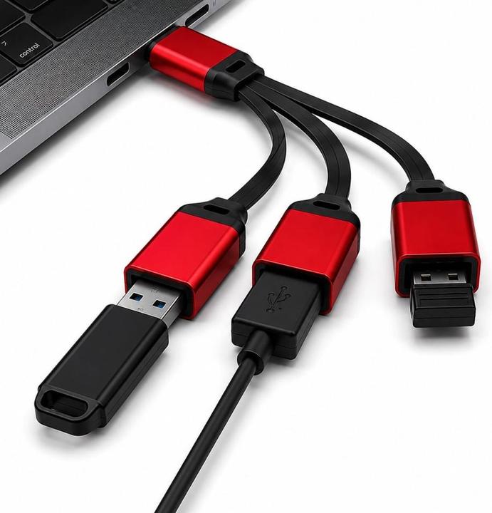 Produktbild PowerGuard USB-C OTG Hub 3-Port USB 3.0, USB-A Adapter für iPhone, iPad & PC (USB-C, 3 Ports)