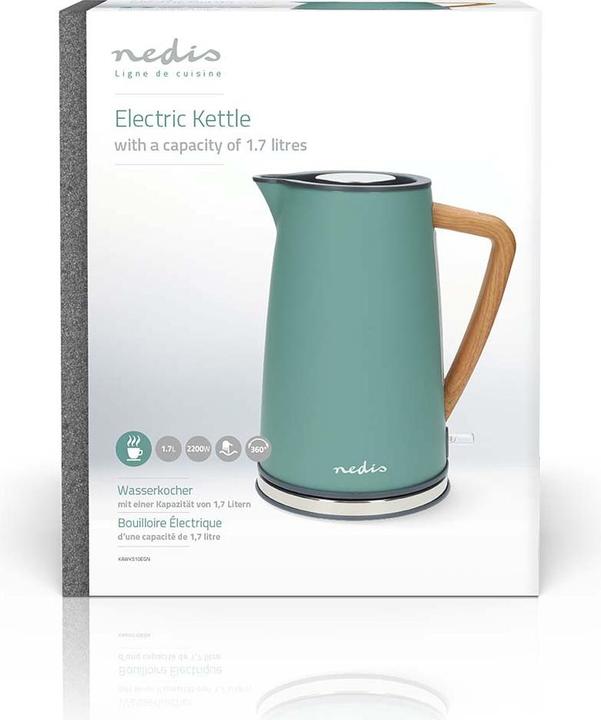 Productafbeelding Nedis Waterkoker | 1,7 l | Soft-Touch | Groen | 360 graden draaibaar | Verborgen verwarmingselement | Stri (1.70 l)