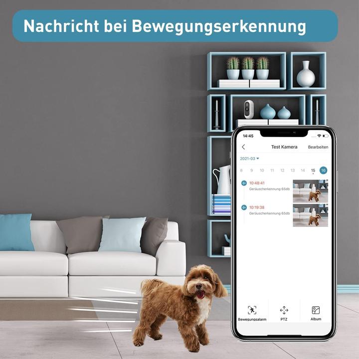Actual product image PetTec 2er-Haustierkamera-Set mit Bewegungserkennung, Sprachfunktion & Nachtsicht (1920 x 1080 Pixels)