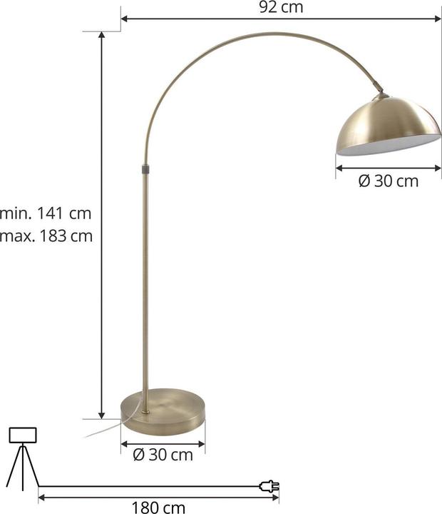 Actual product image Lindby Lennart arched floor lamp, antique brass (E27)