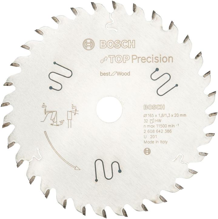 Produktbild Bosch Professional Zubehör Kreissägeblatt Top Precision Best for Wood, 165 x 20 x 1,8 mm, 32