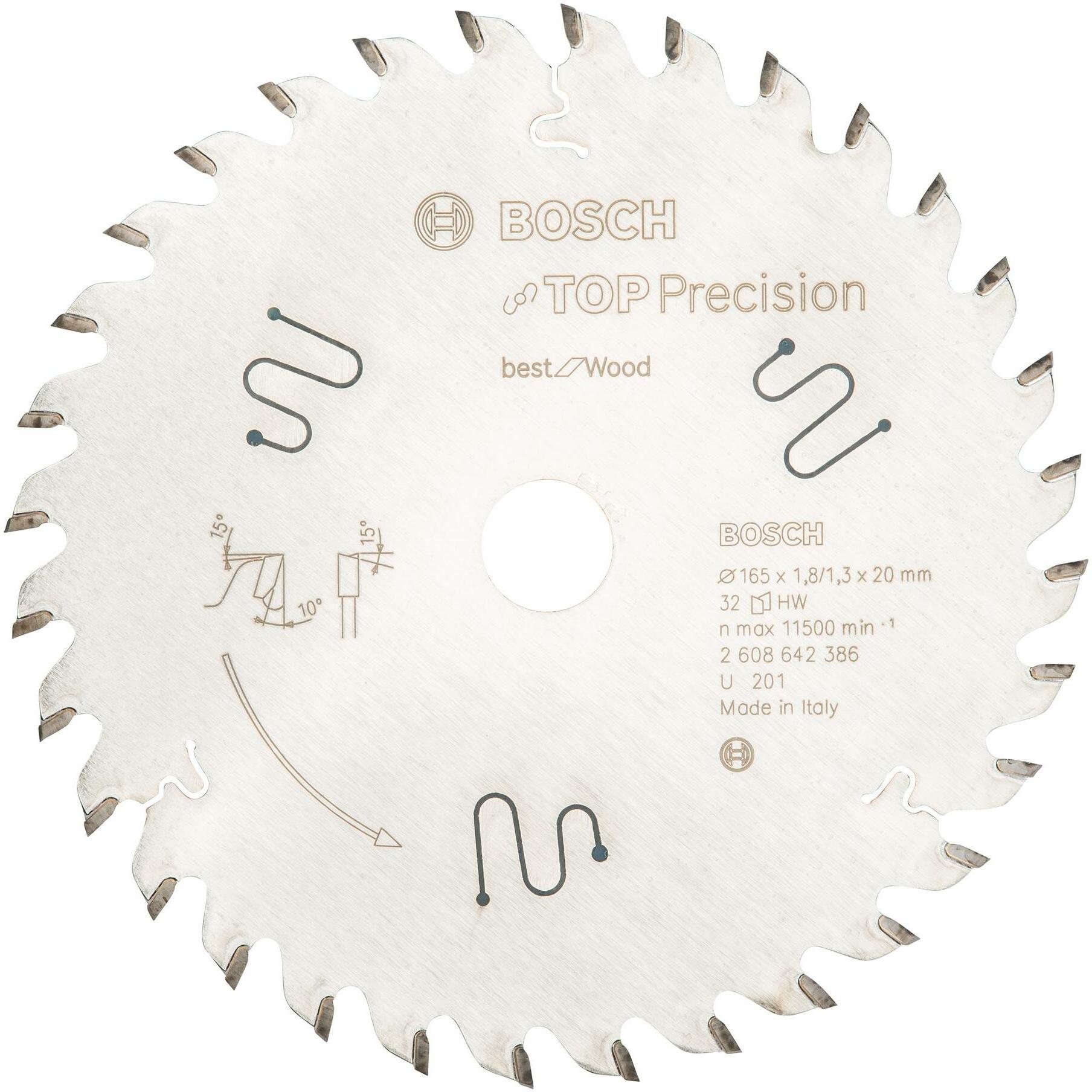Bosch Professional Zubehör, Sägeblatt, Kreissägeblatt Top Precision Best for Wood, 165 x 20 x 1,8 mm, 32