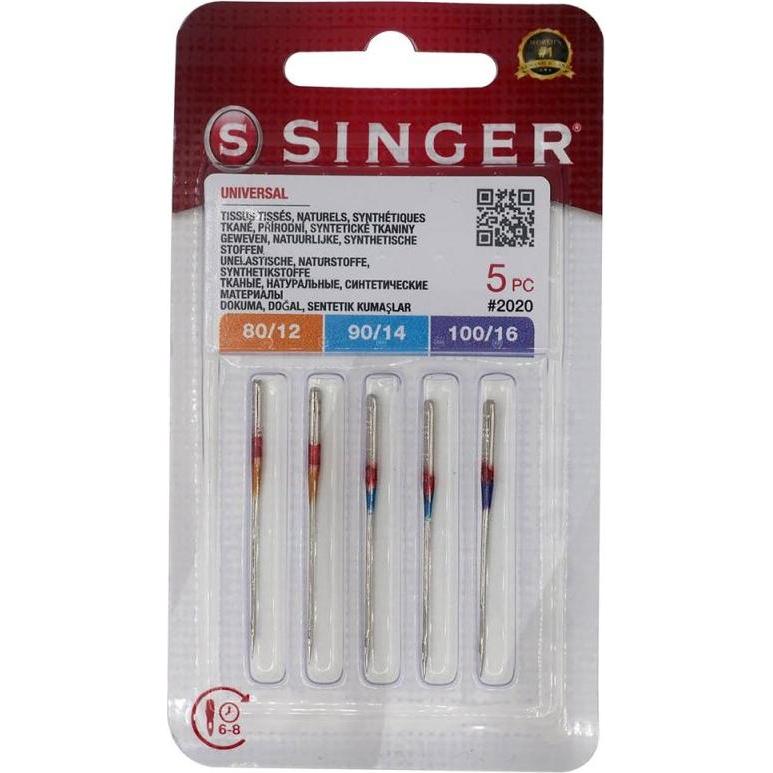 Singer Ago N2020 -12/80-14/90-16/100 Blister 5 pezzi., Aghi + Ferri