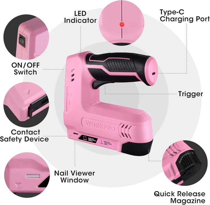 Actual product image Workpro Cordless 2-in-1 multifunctional stapler with nails and staples