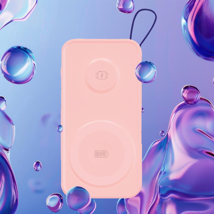 Produktbild 3MK Powerbank PastelUp 10,000mAh 22.5W z Magsafe + ładowanie Apple Watch różowy (10000 mAh, 22.50 W, 37 Wh)