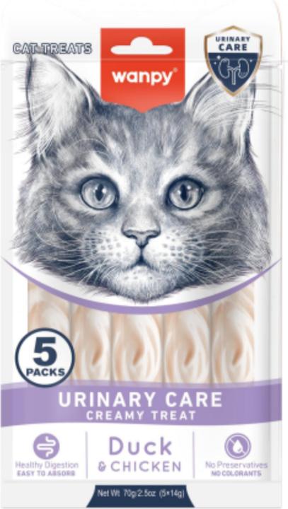 Actual product image Wanpy - Cat Functional Creamy Lickable Treat Urinary Care Duck & Chicken 70g (5x14g) - 70g (5x (Adult, 5 pcs., 70 g)