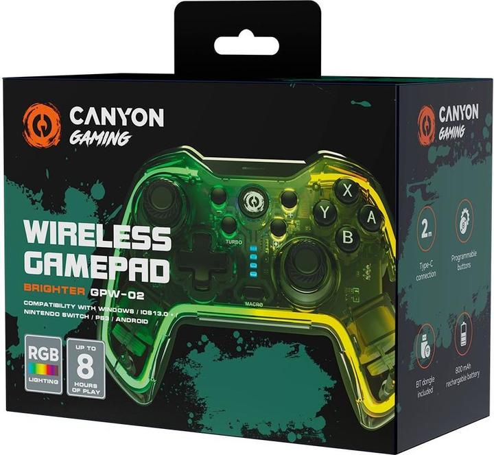 Actual product image Canyon GPW-02, Bluetooth Controller with built-in battery, BT 5.0, Type-C charging cable, Bluetooth (Android, iOS, PS3, Switch, Windows)
