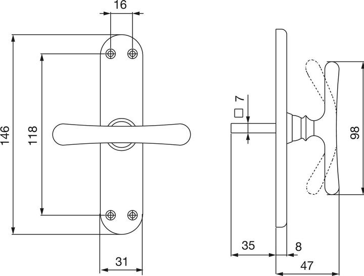 Produktbild Grundmann Fenstergriff ELEGANT 520 - gerade, 7x35, Messing poliert