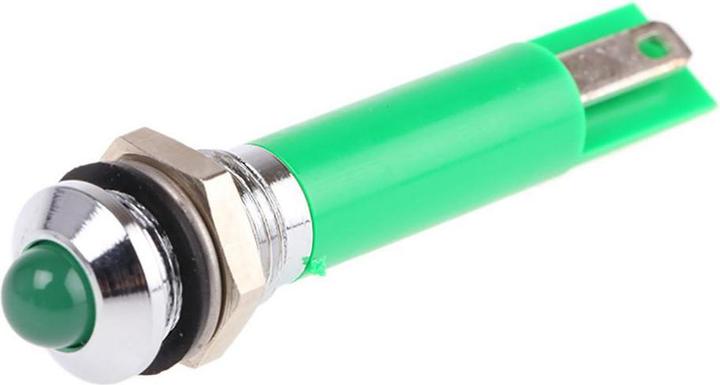 Produktbild RS PRO LED erhaben 8mm chrom 110Vac grün