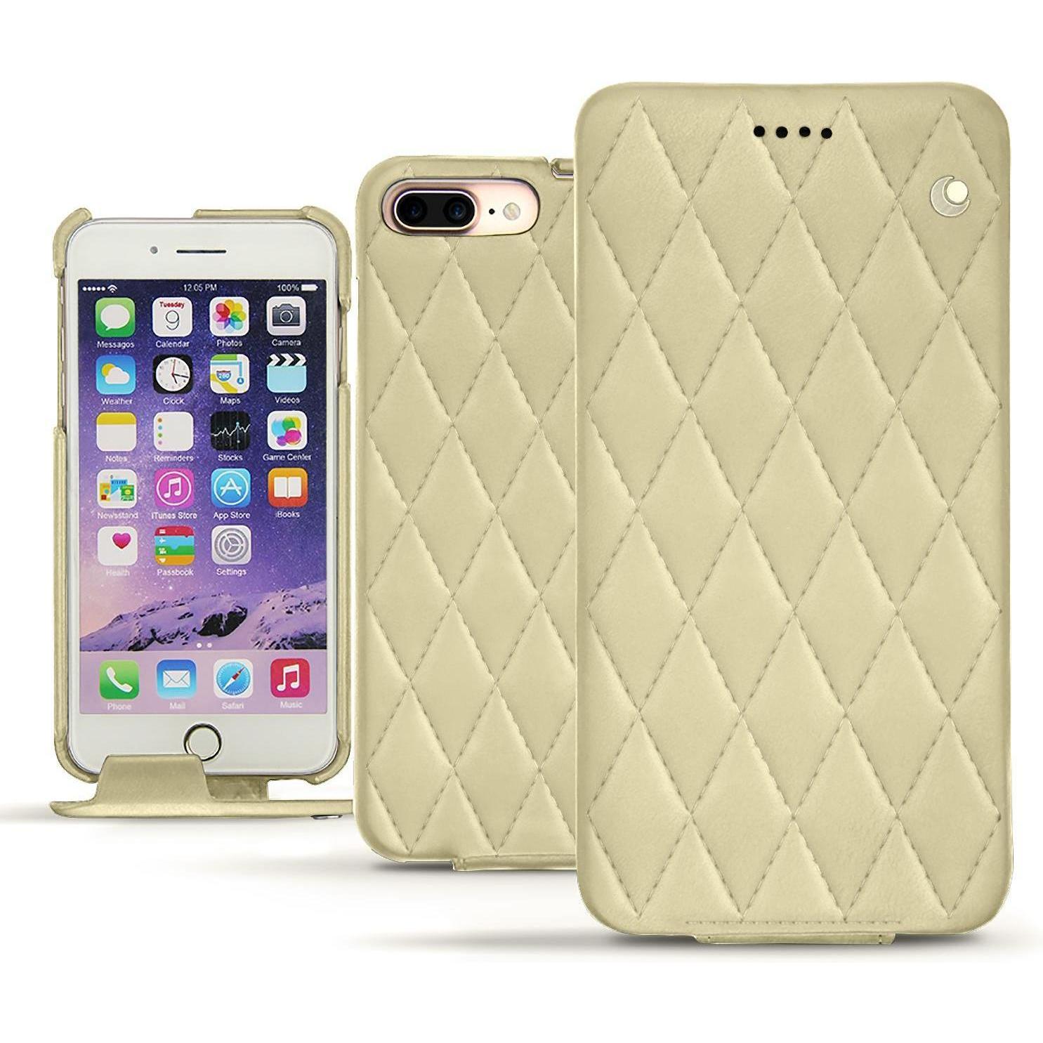 Noreve Lederschutzhülle vertikal (Apple iPhone 7 Plus), Smartphone Hülle, Beige