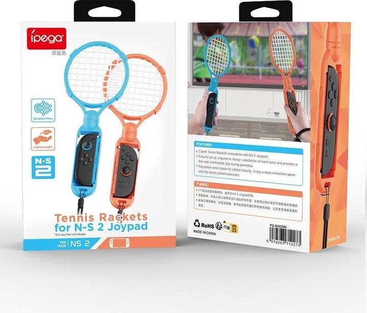 Actual product image iPega SW2054 Tennis Rackets for JoyCon Controllers Nintendo Switch 2 Red/Blue (Damaged Package) (Switch)
