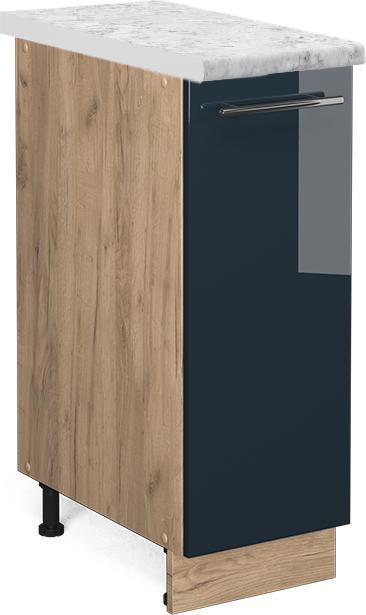 Dunkelblau hochglanz, Goldkraft Eiche, Marble-Weiss