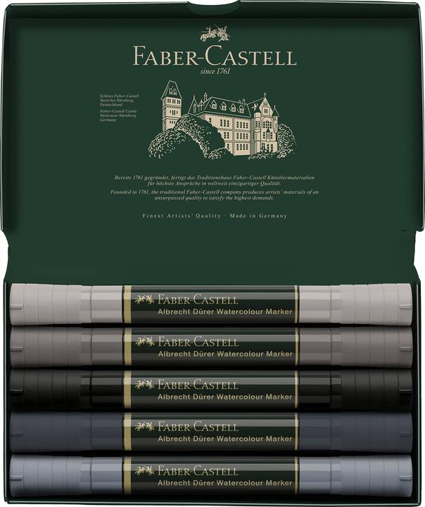 Produktbild Faber-Castell Albrecht Dürer Watercolour Marker (Grey, 0.80 mm, 5 x)