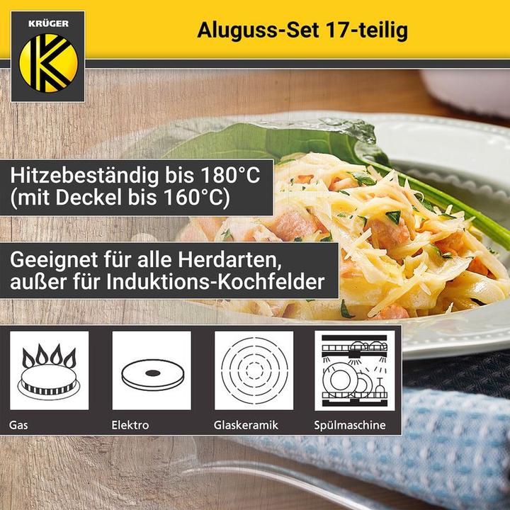 Produktbild Krüger Set Aluguss-Kochgeschirr (28 cm, Pfannenset + Topfset, Aluminiumguss)