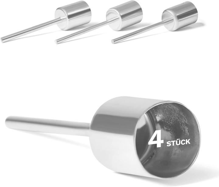 Produktbild Novaliv 4x Stabkerzenhalter silber I Kerzenpick 10 x 2,5 cm Kerzenstecker für Stabkerzen I Kerzenpin (Ø 2.5 x 10 cm)